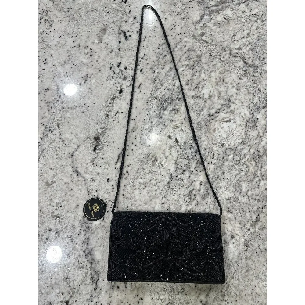 NWT GOLDEN CROWN‎ BEADED CROSSBODY PURSE